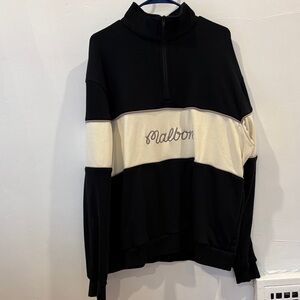 Malbon Men's Black and Cream Half Zip Sweater